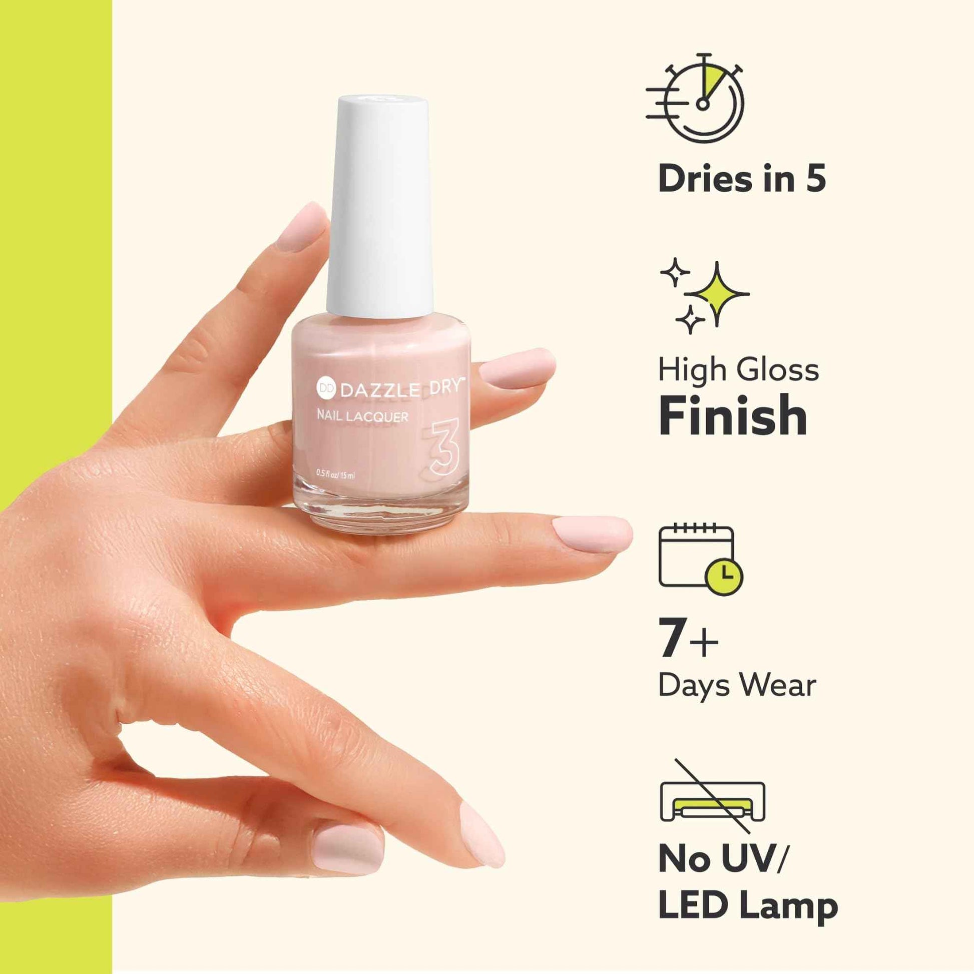 Dazzle Dry Nail Lacquer (Step 3) - Alluring Charm - A warm pale pink with a creamy finish. Full coverage cream. (0.5 fl oz)