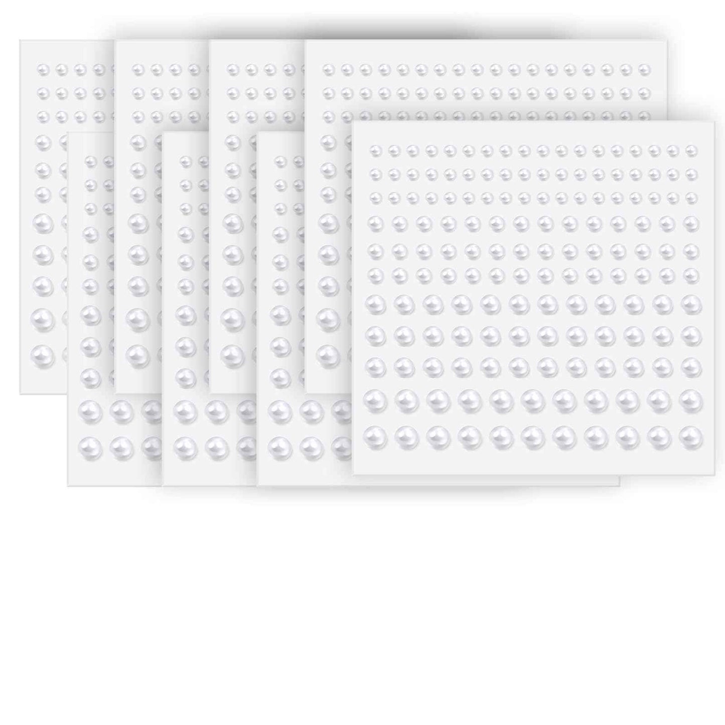Pearl Stickers for Hair Decoration, Self-Adhesive Gems, 3-6mm White Jewels, Face Body Nail Art Craft (1320)