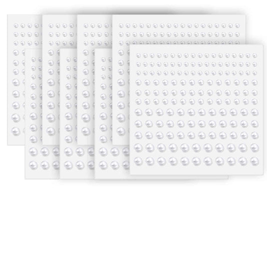 Pearl Stickers for Hair Decoration, Self-Adhesive Gems, 3-6mm White Jewels, Face Body Nail Art Craft (1320)