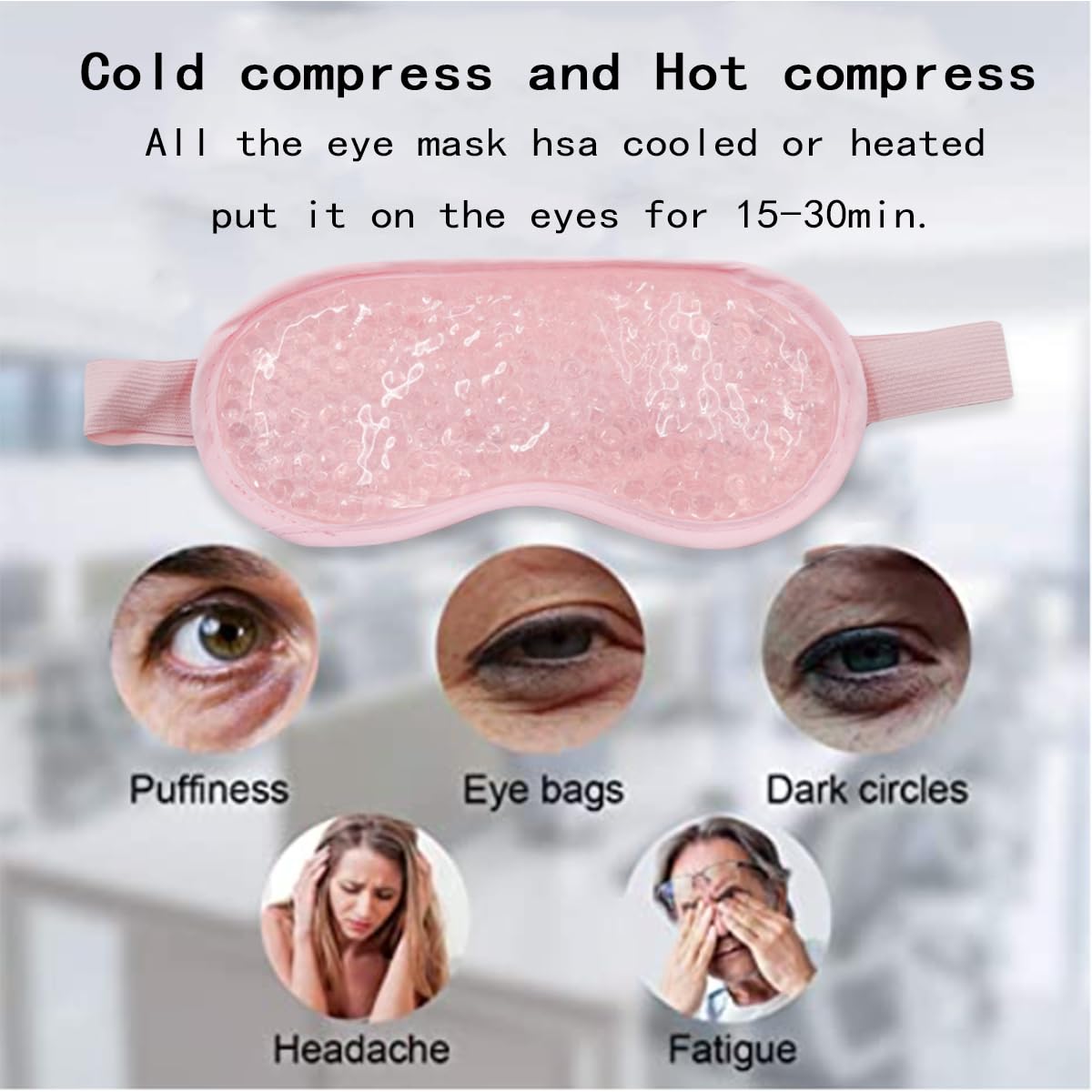 Cooling Eye Mask Reusable Gel Eye Mask for Puffy Eyes,Therapeutic Gel Eye Spa Pad for Puffiness Hot Cold Therapy with Eye Holes for Tired or Puffy Eyes, Migraine, Dark Circles, Puffiness (D)