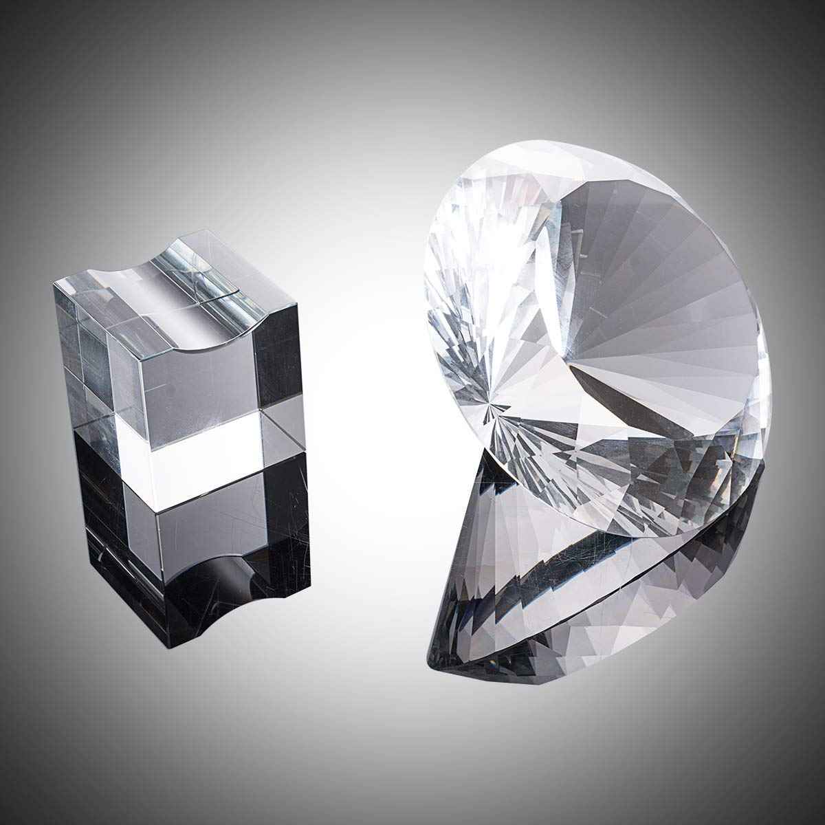 LONGWIN Bundle of 1pc 80mm Crystal Diamond with Metal Base and 1pc 120mm Crystal Diamond with Crystal Base Backgrand for Nail Pictures