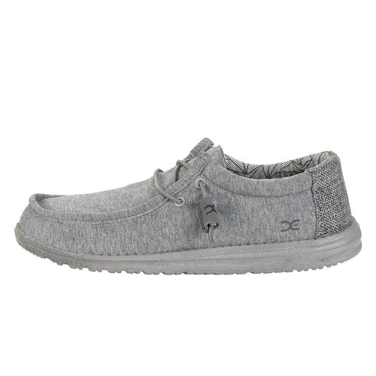 Hey Dude Men's Wally Stretch Fleece Grey Size 13 | Men’s Shoes | Men's Lace Up Loafers | Comfortable & Light-Weight