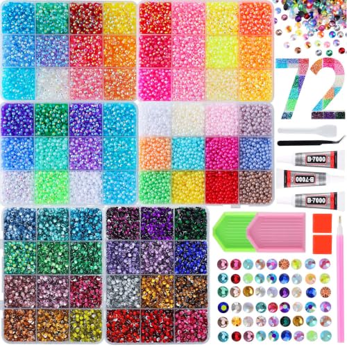 Multicolored Bedazzling Rhinestones and Pearls Kit with Tools - 54,000PCS