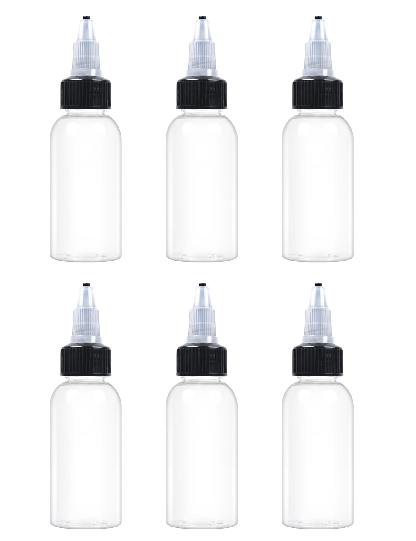 EOSAU 6 Pcs 1oz Plastic Squeeze Bottles with Twist Top Cap, 30ml Clear Dispensing Bottles, Empty Squirt Bottle for Liquids, Sauces, Arts, Crafts, Travel