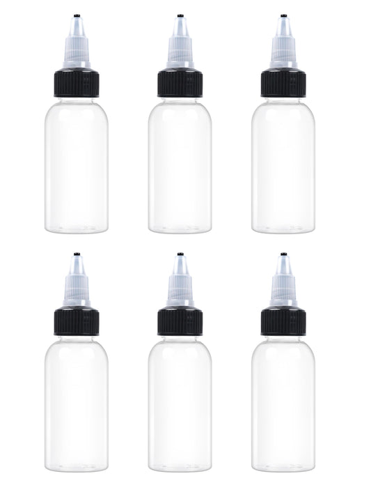 EOSAU 6 Pcs 1oz Plastic Squeeze Bottles with Twist Top Cap, 30ml Clear Dispensing Bottles, Empty Squirt Bottle for Liquids, Sauces, Arts, Crafts, Travel