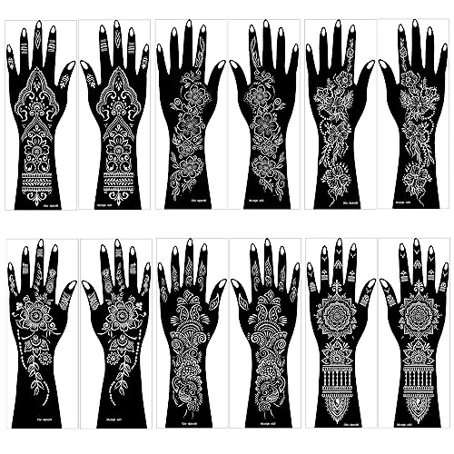 Henna Tattoo Stencil Kit - 12 Sheets Hand Forearm Templates