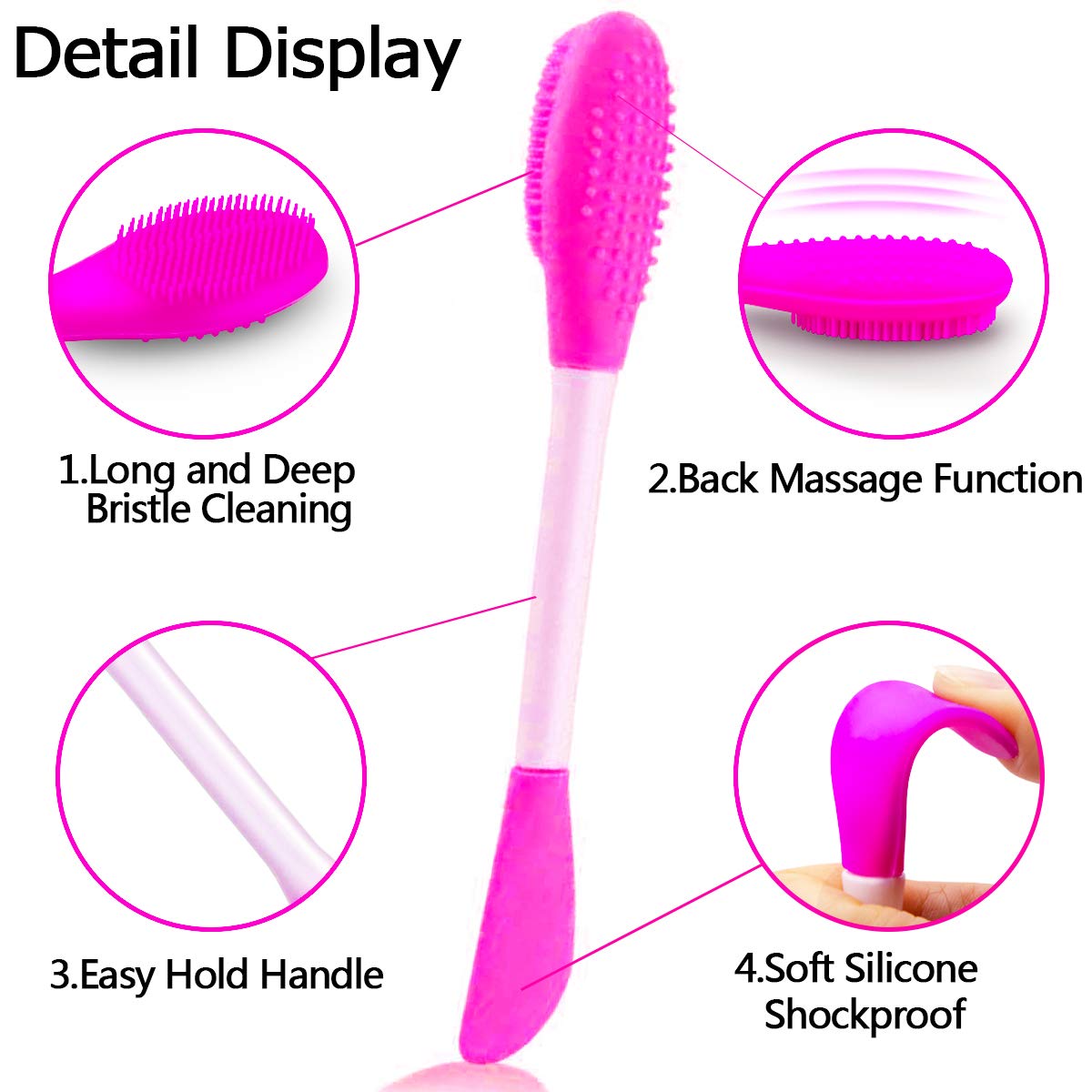 5PCS Silicone Face Scrubber Set, Lip Scrub Brush, Silicone Face Cleansing Brush, Face Applicator Tool and 2PCS Silicone Exfoliating Face Brush for Men Women