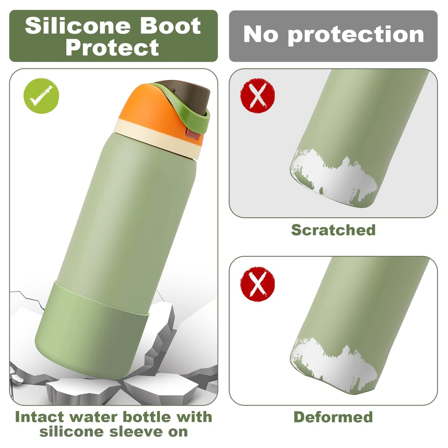 Alwenid 2PCS Silicone Water Bottle Boot for Owala 40 Oz, Anti-Slip Protective Sleeve Bottom Bumper Protector for FreeSip, Twist, and Flip Stainless Steel Water Bottles (Mint)