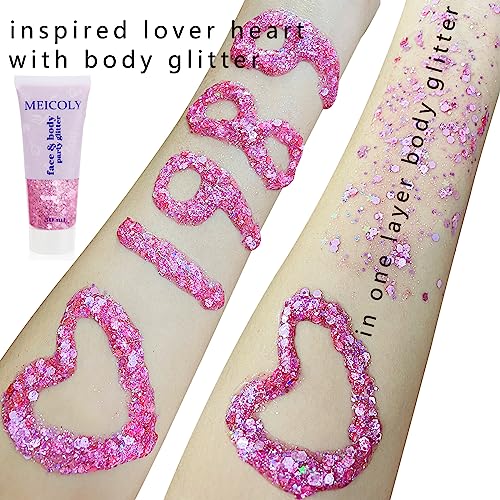 Pink Holographic Body Glitter Gel Set - Face & Festival Makeup