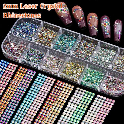 20000pcs 2mm Crystal Nail Rhinestones Kit with Storage Box