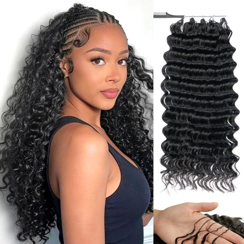 20 Inch Deep Wave Human Crochet Hair for Black Women - Knotless