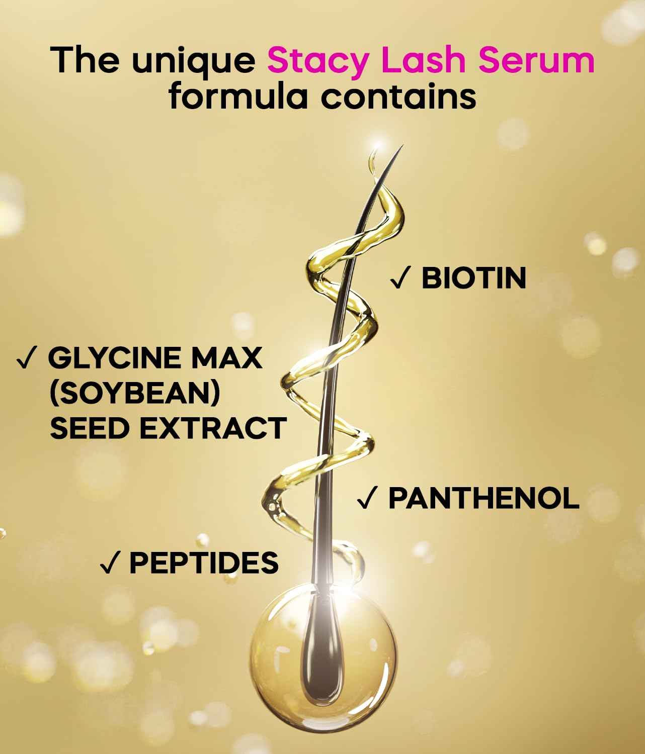 Stacy Lash Growth Serum (0.17fl.oz / 5ml) | Eyebrow & Eyelash Enhancing Serum for Natural Lashes & Brows