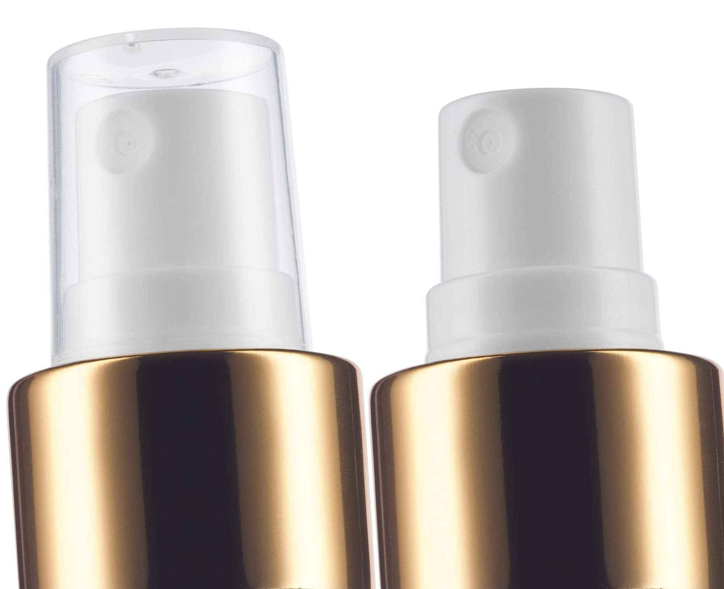 JUVITUS 8 oz Clear Natural Refillable Plastic Squeeze Bottle with Gold Metal Fine Mist Sprayer - (6 Pack)