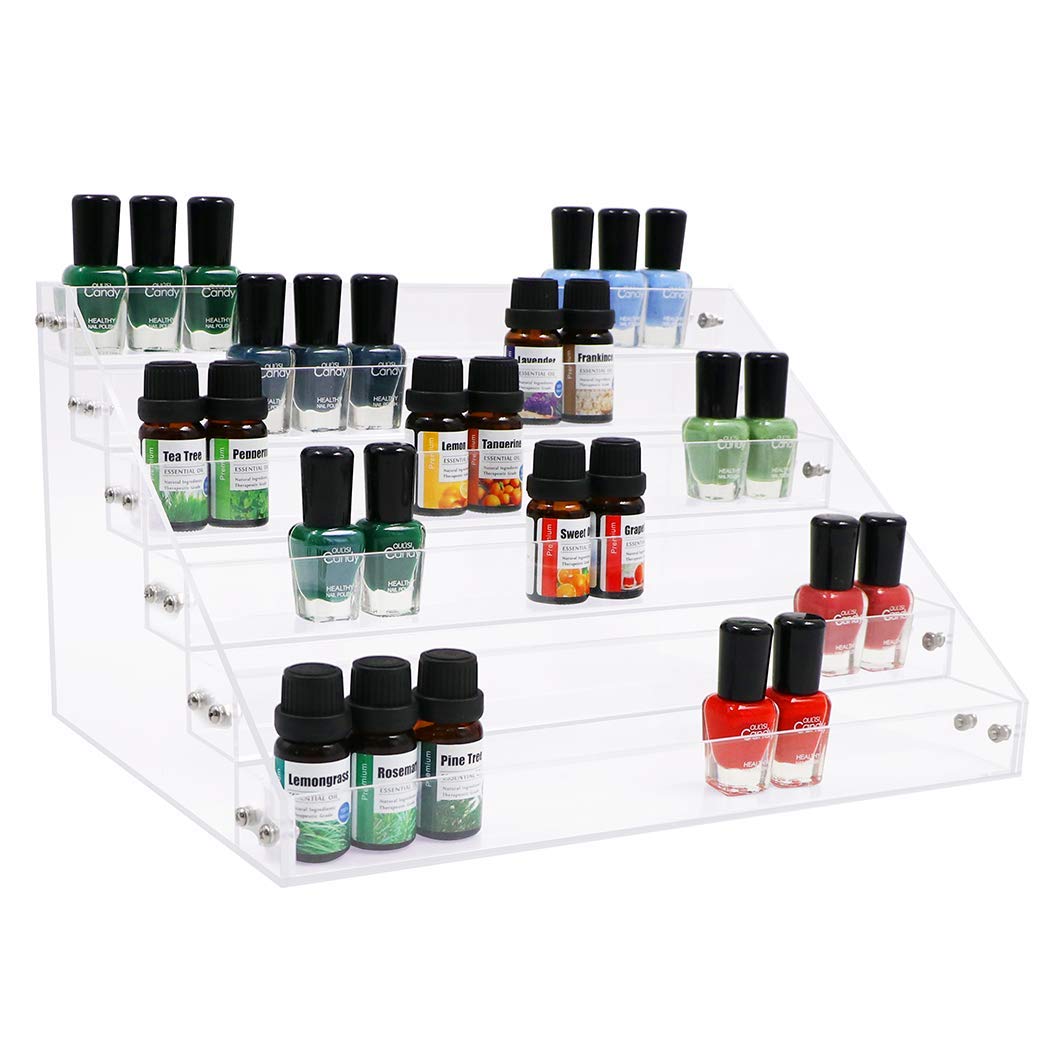 Kingtaily Nail Polish Organizer 72 Bottles of 6 Layers Acrylic Display Rack Storage Rack, Clear Essential Oil Stand Holder, Sunglasses