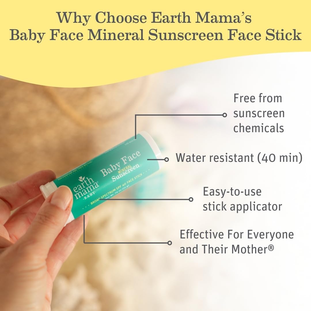 Earth Mama Baby Face Mineral Sunscreen Stick & Lotion Set, SPF 40 | Reef Safe, Non-Nano Zinc, Contains Organic Cocoa Butter, Shea Butter, Aloe & Calendula | Babies, Kids & Family