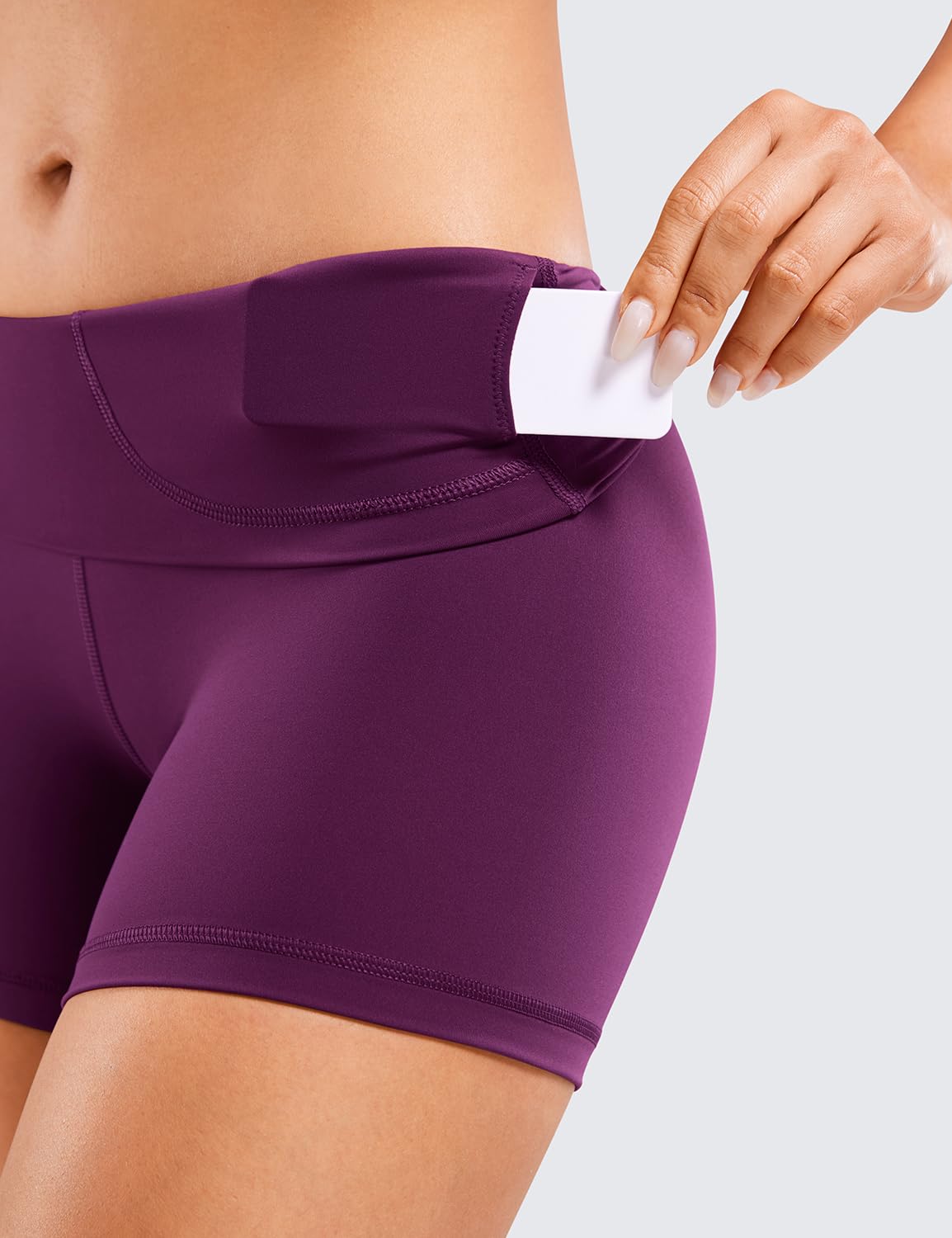 CRZ YOGA Women's Naked Feeling Biker Shorts - 4 Inches High Waist Yoga Workout Running Gym Spandex Shorts Plum Magenta X-Small