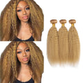 Honey Blonde Kinky Straight Hair Bundles - 300g Brazilian Virgin Hair