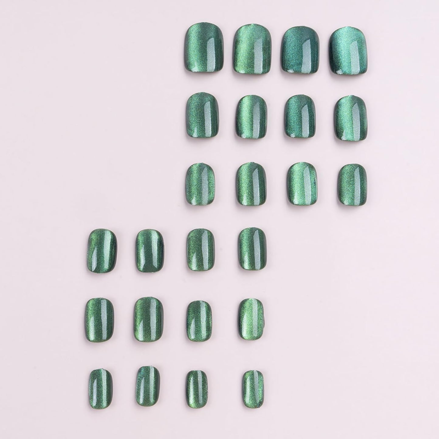 24 Pcs Extra Short Press on Nails Square Light Green Fake Nails Glossy Full Cover False Nails Cat Eyes Nails Solid Color Designs Acrylic Nails Stick on Nails for Women Girls Cat Eyes Gel Nail Polish