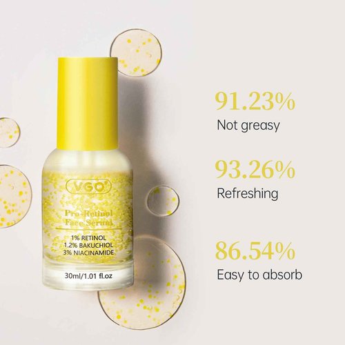 Bakuchiol Retinol Serum, 1% Retinol for Anti-Aging and Anti-Wrinkle, Gentle Yet Potent Formula for Sensitive Skin.