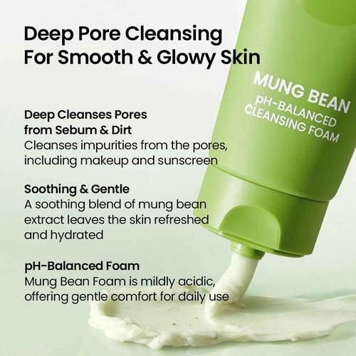 beplain Mung Bean Trio - Cleansing Oil & Cleansing Foam & Peeling Gel | Fragrance-Free | Pore Care Start with Mung Bean | Korean Skin Care | Suitable for Sensitive Skin