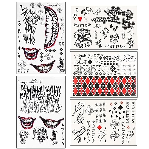 Temporary Tattoo Stickers 5 Sheets - Halloween & Cosplay