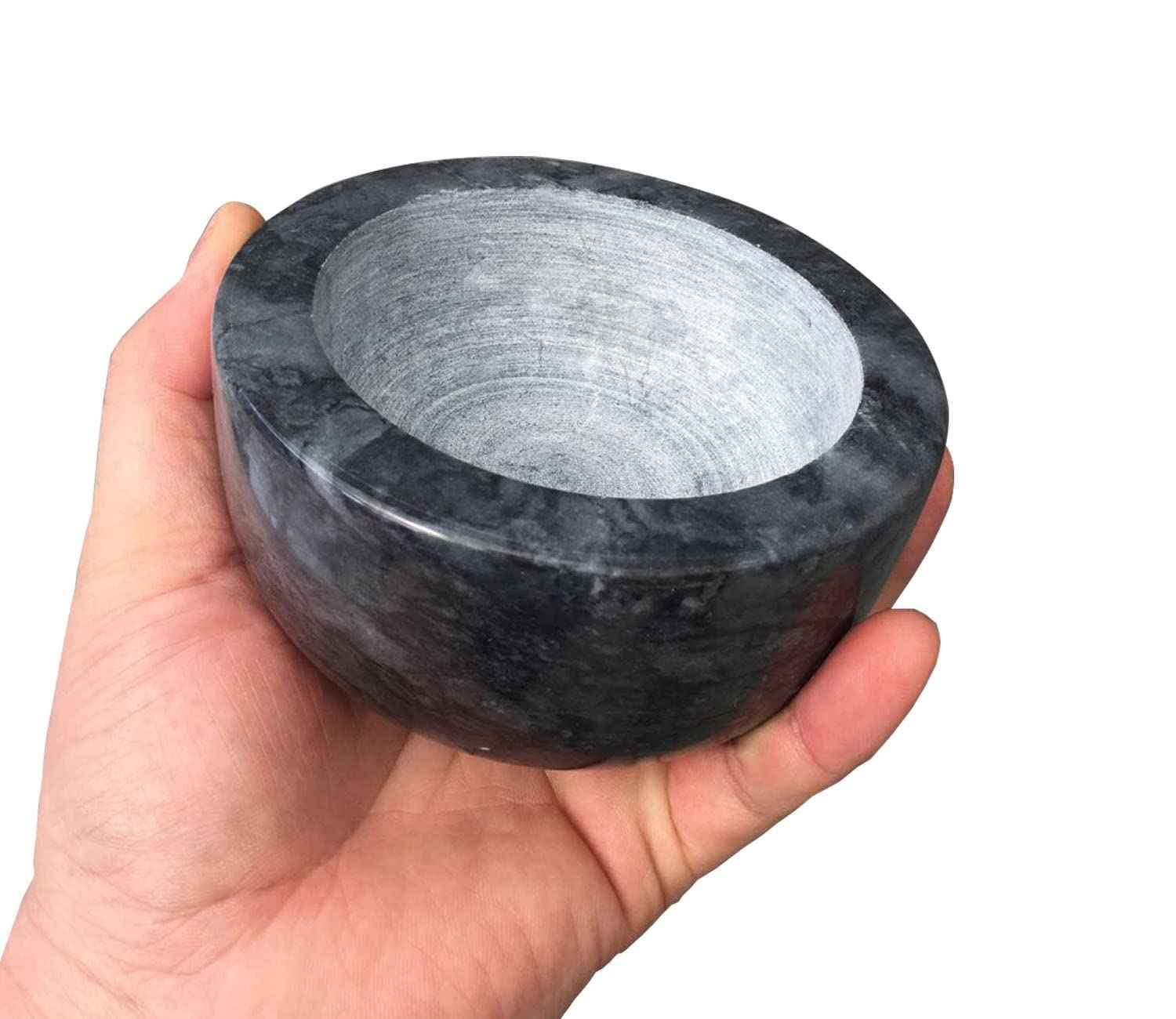 Yepmlrt Marble Shaving Bowl，Handcrafted Black Marble Later，Shaving Soap & Cream Bowl for Men，Lather Mug with Interior Grooves Builds a Rich.