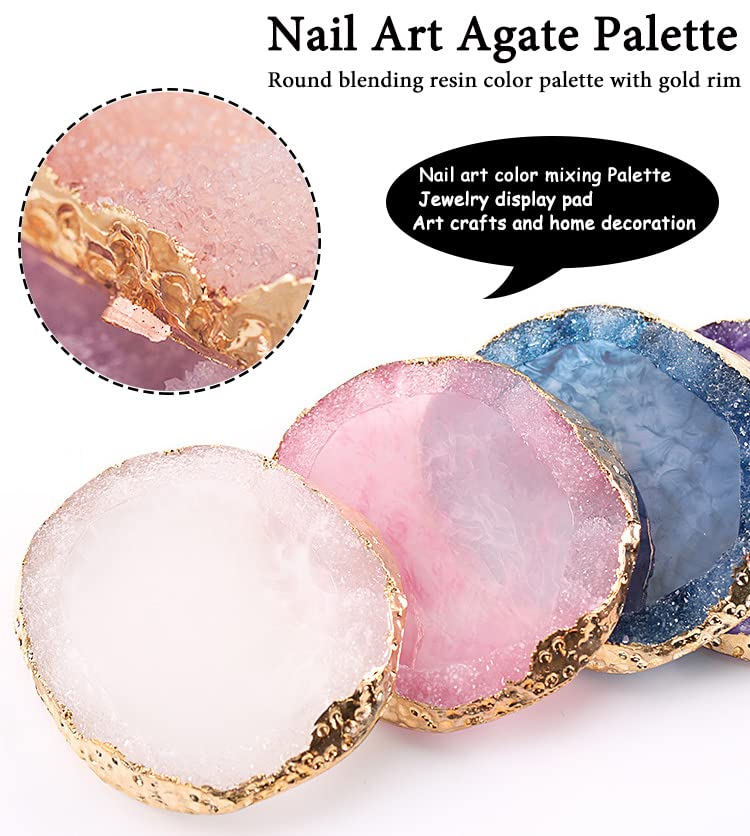 AKOAK Blue Resin Crystal Agate Nail Art Gel Palette - Manicure Display Tool