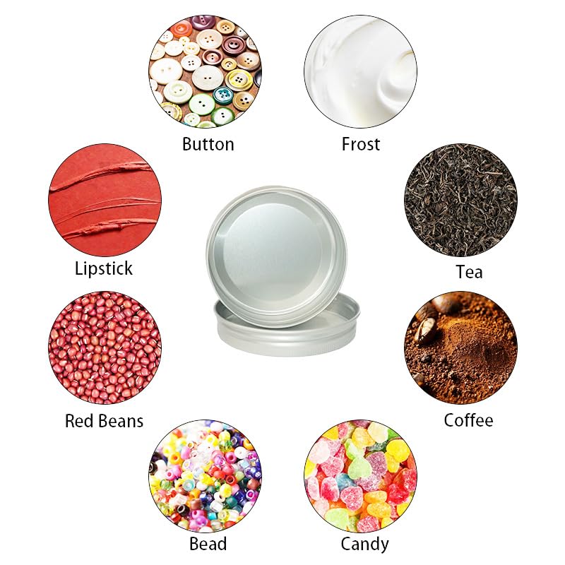 4 Pcs 2oz Aluminum Travel Tin Containers with Lids for Cosmetics & Spices