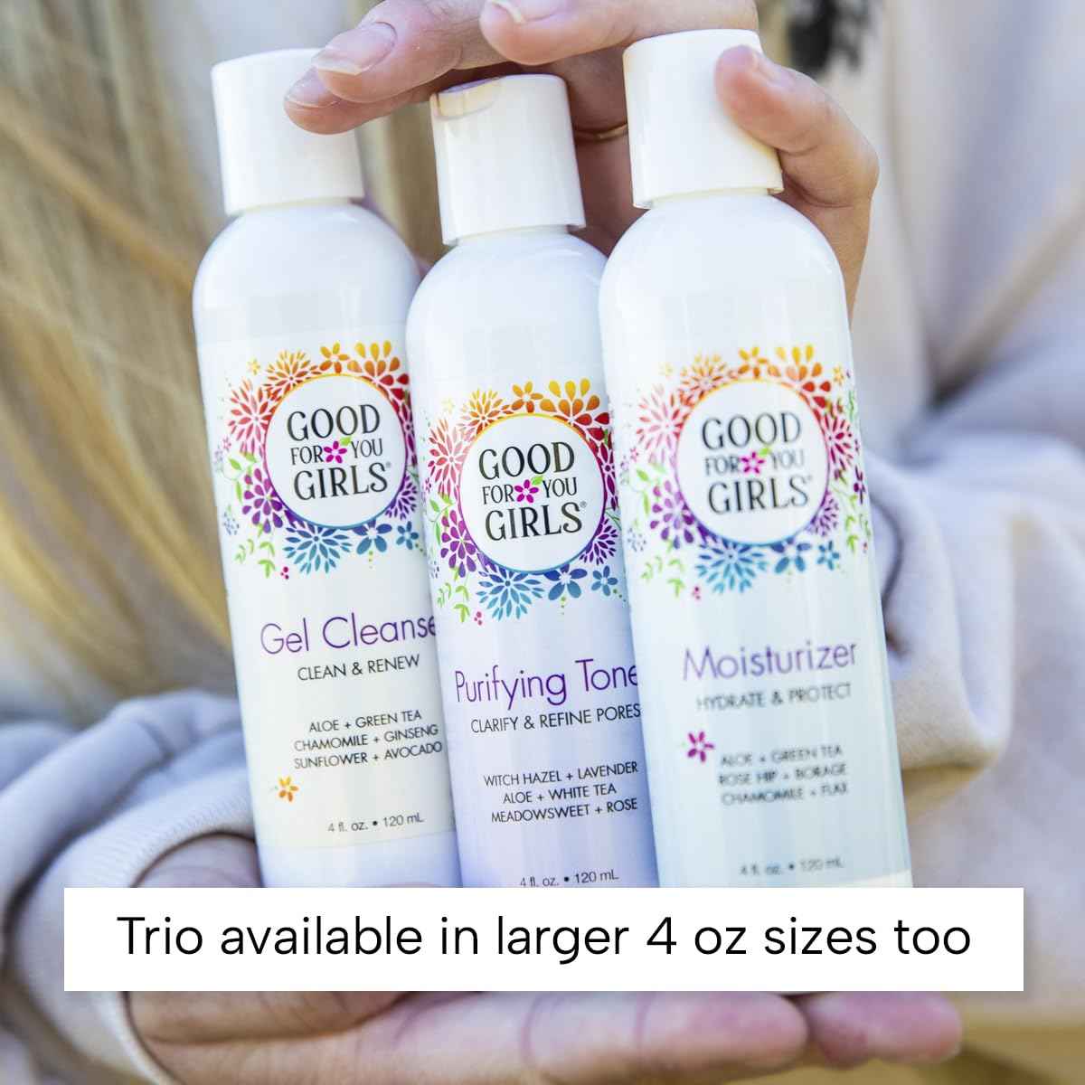 Good For You Girls Three-Step Skincare Kit for Girls, Preteens, Teens. Safe, Natural, Plant-Based ingredients. Vegan & Gluten-Free | 3 Piece, 2 oz ea.