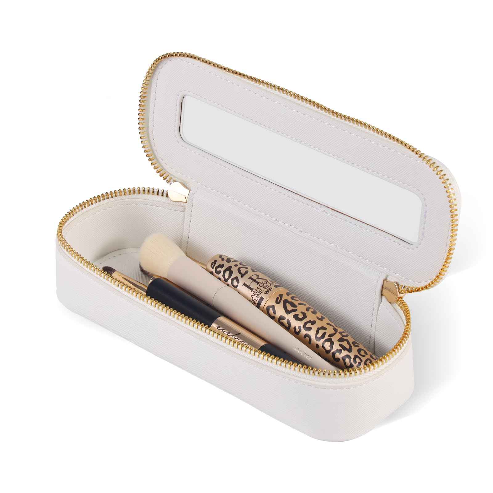 VOFIpremiAm Small Travel Makeup Bag brush holder,Clear Makeup Bag Cosmetic Bags with Zipper,Waterproof Clear Toiletry Bag Makeup Brush Bag Travel Case for Women