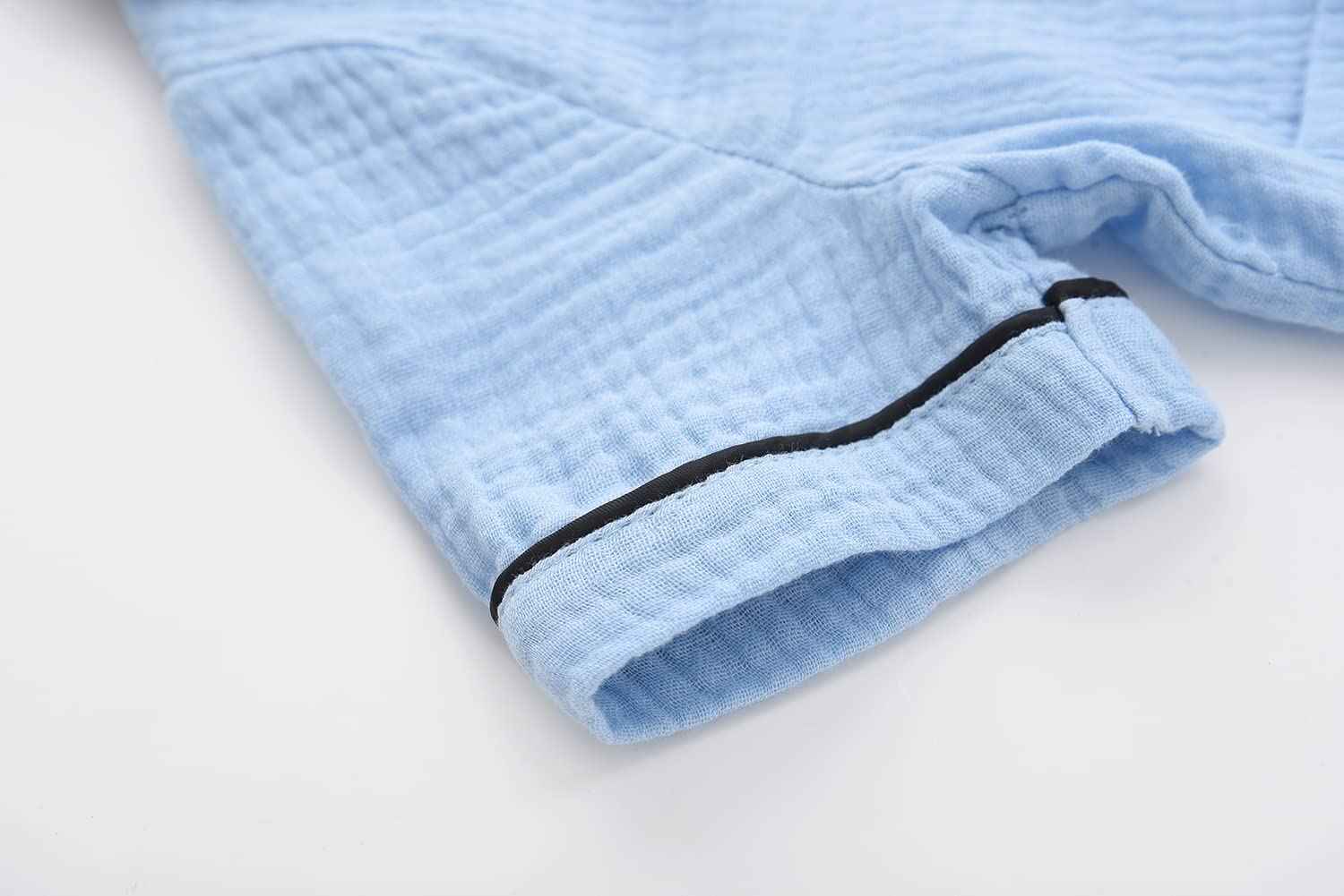 BINIDUCKLING Kids Pajamas Girls Button Up Short Pjs 6-7 Years Blue