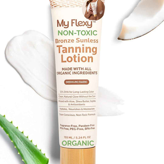 Sunless Tanning Lotion–100% Organic-Medium/Dark Tan, Natural Self Tanner, Non Toxic Gradual Tanning Moisturizer, Streak-Free Self Tanning lotion for body, Sunless Tanner for Fake Tan for Women & Men