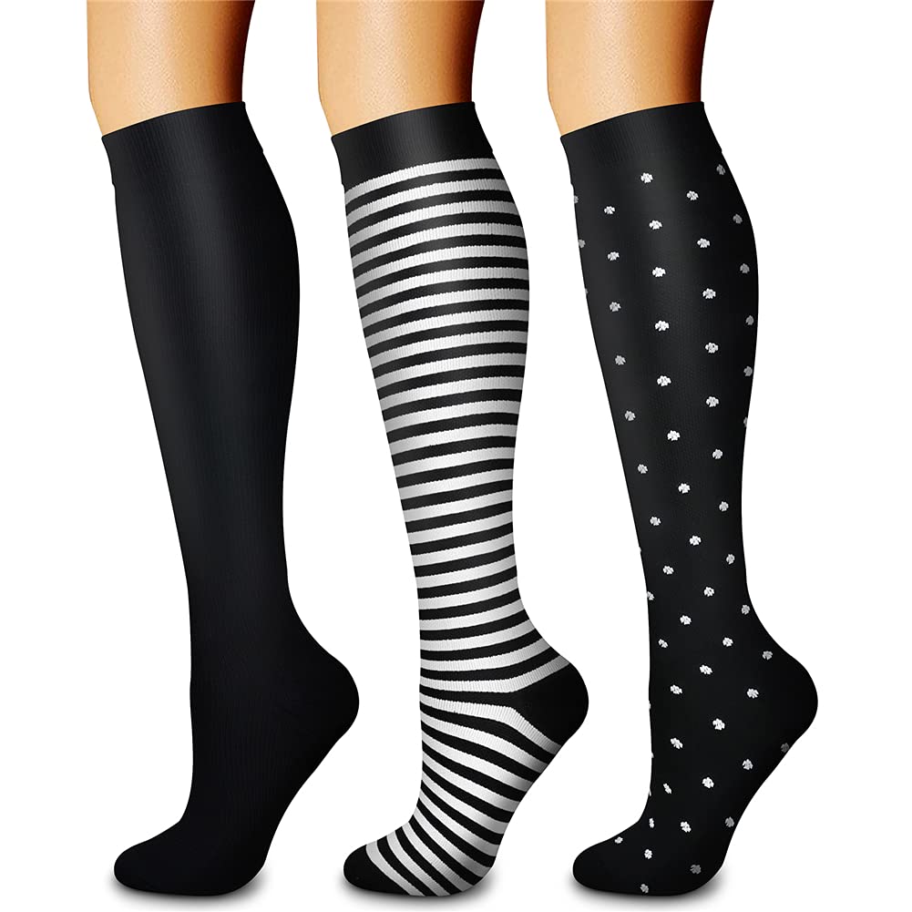 CHARMKING Compression Socks for Women & Men Circulation (3 Pairs) 15-20 mmHg is Best Athletic for Running, Flight Travel, Support, Cycling, Pregnant - Boost Performance, Durability (S/M, Multi 31)