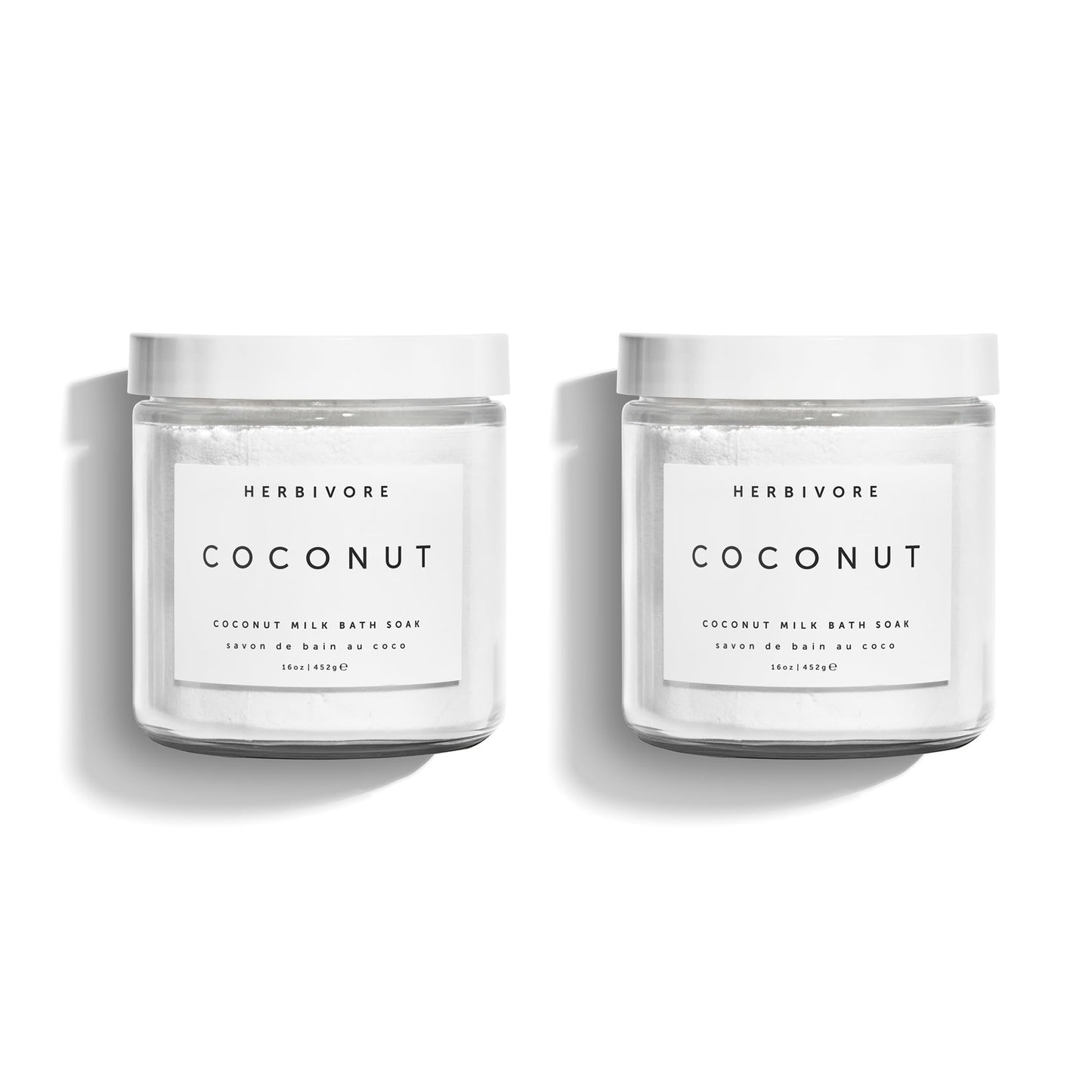 HERBIVORE Coconut Milk Bath Soak | Deeply Hydrating + Skin Softening, Soothing Light Coconut Scent, Vegan, Plant-Based, 237 mL / 8 oz (2-pack)