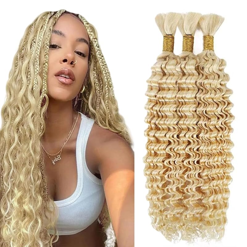 #613 Honey Blonde Deep Wave Braiding Hair 14" - 3 Bundles