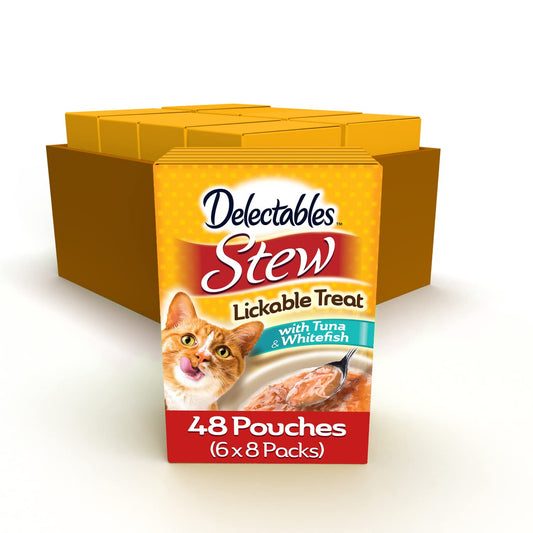 Hartz Delectables Stew Tuna & Whitefish Lickable Wet Cat Treats, 48 Count