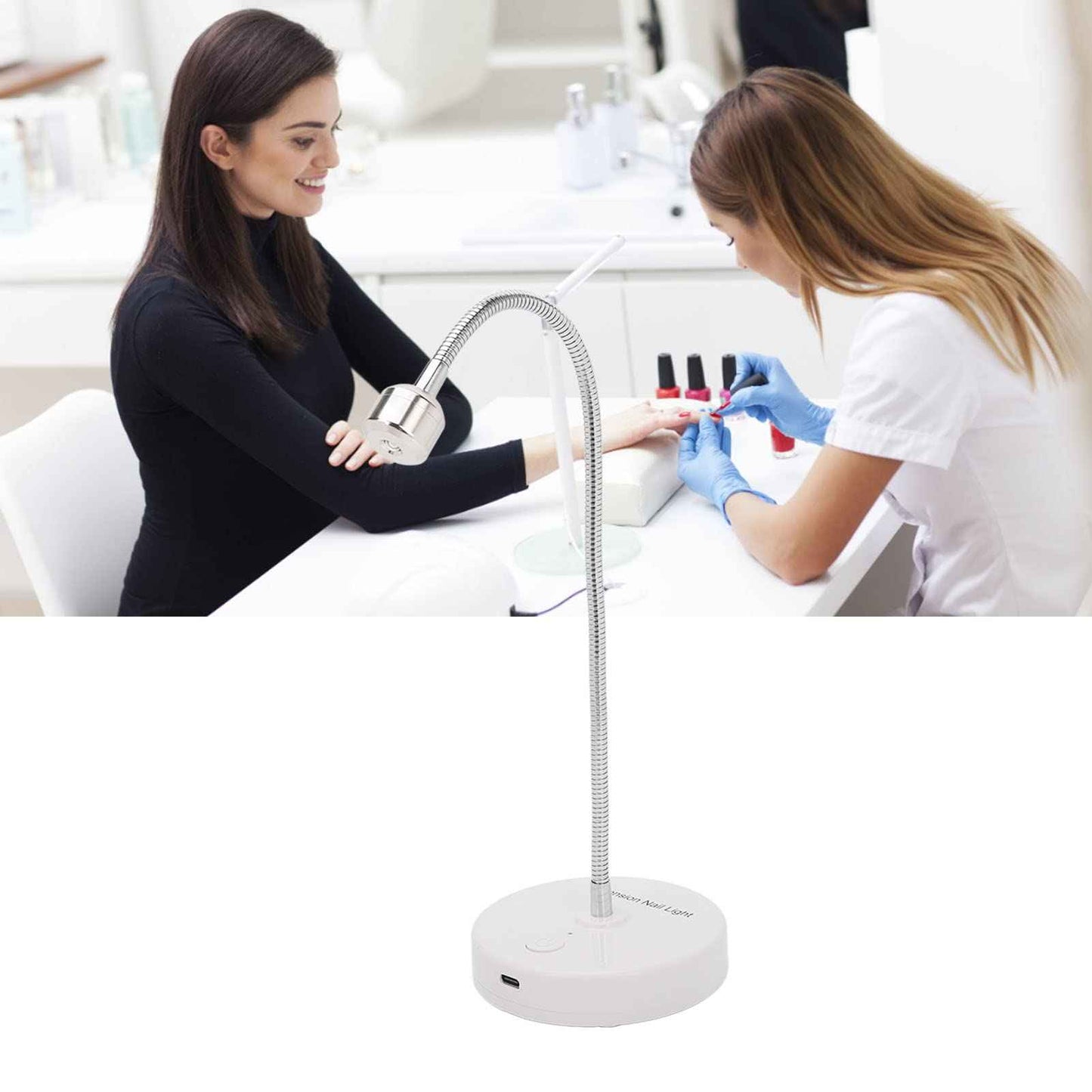 Chazcool Gel x Nail Lamp, USB Led Nail Lamp for Gel Nails, Gooseneck Gel Nail Light, Professional Cordless Nail Dryer for Home Salon Manicure