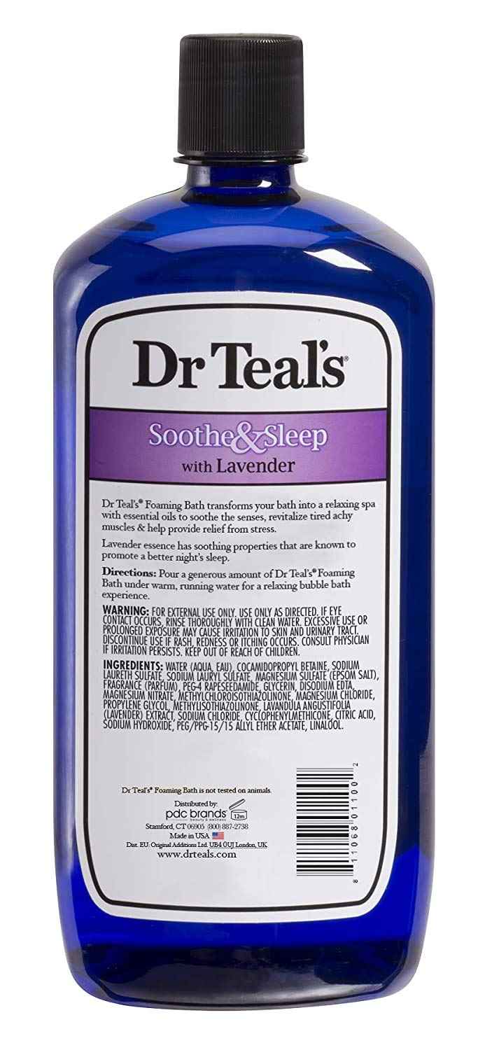 Dr Teal's Foaming Bath & Body Lotion Gift Set (2 Pack, 42oz Total) - 34oz Soothe & Sleep Lavender Foaming Bath & 8oz Nighttime Therapy Melatonin Body Lotion - for a Better Nights Sleep