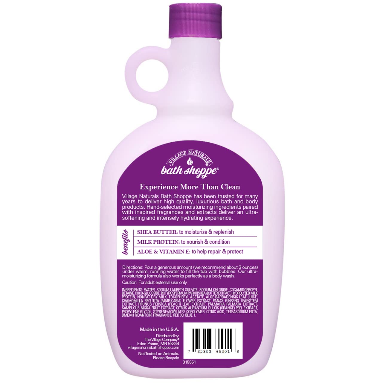 Village Naturals Bath Shoppe Moisturizing Lavender Chamomile Milk Bath - Hydrates Skin - Made With Shea Butter and Vitamin E (Pack of 2 Bottles, 28 fl oz Each)