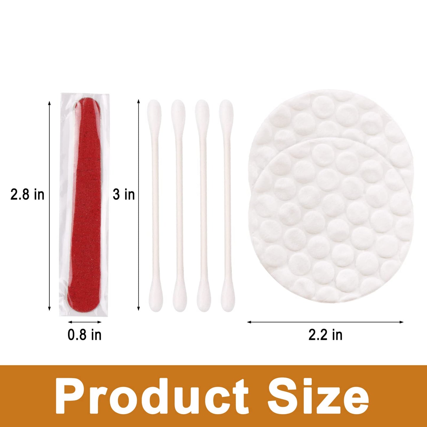 200 Pack Hotel Vanity Kit Individually Wrapped, Bulk Hotel Amenities Kit, Hotel Hospitality Set, Hygiene Products Include Cosmetic Cotton Pads, Cotton Swabs, Nail File (Paper Sticks)