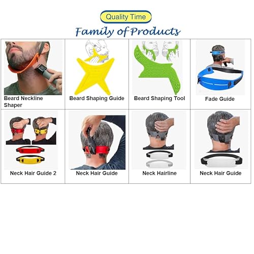 Quality Time Neck Hair Guide Premium, 2 Different Neckline Templates with All 4 Neck Hairline Styles; A Premium Adjustable Stencil/Guard for Haircut, Do It Yourself, Made in USA