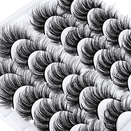 LANFLOWER 3D Faux Mink Lashes - 20mm Fluffy Volume, 14 Pairs