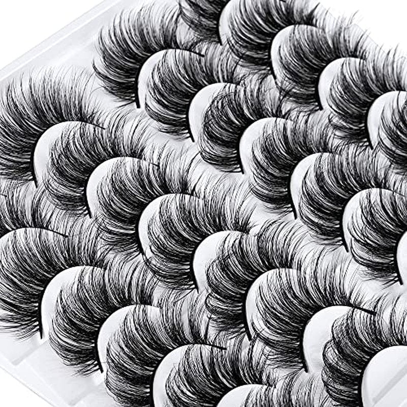 LANFLOWER 3D Faux Mink Eyelashes - 14 Pairs Fluffy Volume Lashes