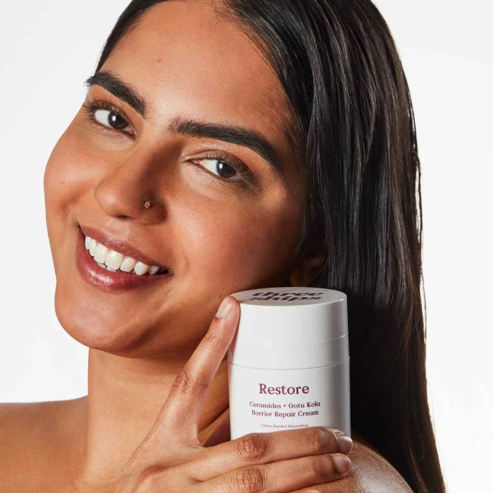 Three Ships - Restore Ceramides + Gotu Kola Barrier Repair Cream | Moisturize, Comfort, Soothe Skin | Cruelty-Free, Vegan, Paraben-Free, Sensitive Skin Safe (1.58 oz | 45 g)