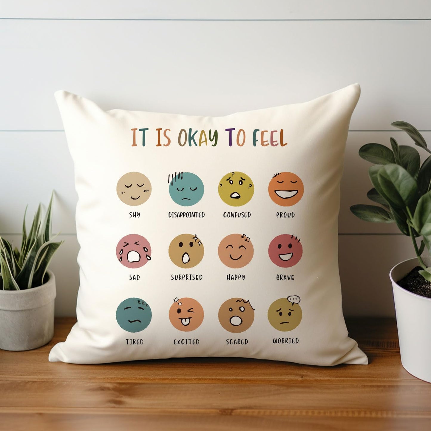 It’s Okay to Feel Pillow Covers, Feelings Are Okay Pillow, Therapy Office Decor, Calm Down Corner, Inclusive Classroom Pillow Cover, Teacher Gifts, Kids Room Throw Pillow Case