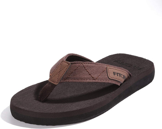 FITORY Men's Flip-Flops, Thongs Sandals Comfort Slippers for Beach Brown Size 6