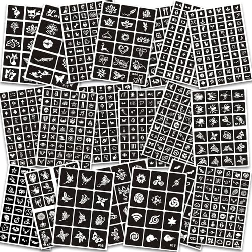 Temporary Tattoo Stencils Kit - 727 Patterns for Face & Body