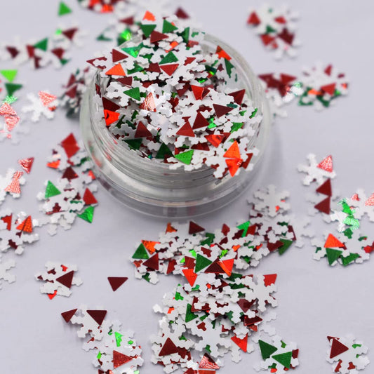 8 Boxes Set - Christmas Holiday Snowflake Tree Mixes Series Glitter - Festival Rave Beauty Makeup Face Body Nail Art Craft Tumbler Decoration Christmas-8C