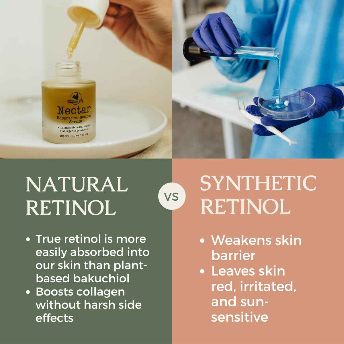 Nectar Natural Retinol Serum by Hearth & Homestead – Fermented Cod Liver Oil, Grass-Fed Tallow & Emu Oil – Nutrient-Rich Facial Oil for Smooth, Healthy Skin – 1 fl oz