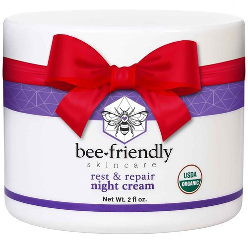 BeeFriendly Organic Night Cream, USDA Certified Organic, Deep Hydrating & Moisturizing Night Time Eye, Face, Neck & Decollete Cream for Women and Men, Anti Aging, Anti Wrinkle 2 oz